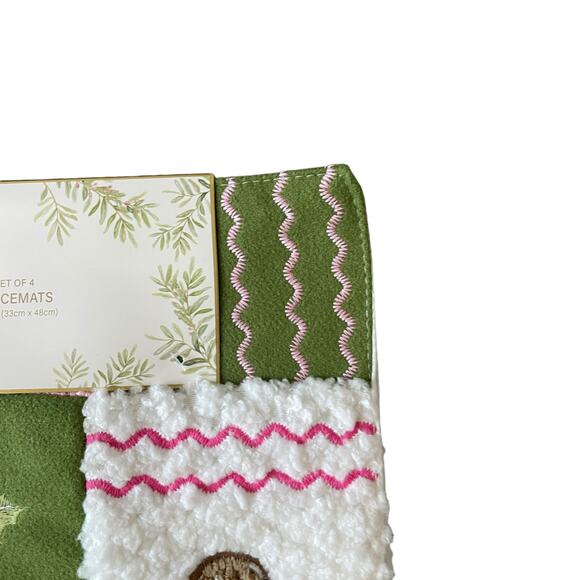 Lillian August Holiday Quilted Placemats 13x19 Set of 4 Gingerbread Candy Cane - Picture 13 of 15